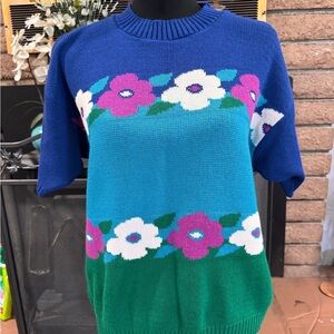 Cristin Stevens Vintage Floral Knit Sweater ( not size tag)